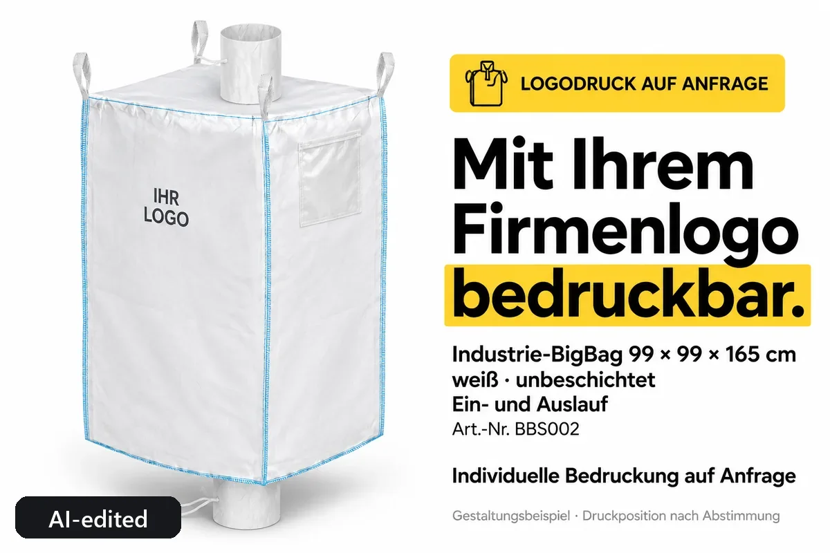 Special big bag BBS002 printed with a company logo, AI-edited design example