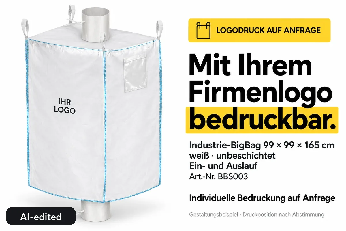 Special big bag BBS003 printed with a company logo, AI-edited design example