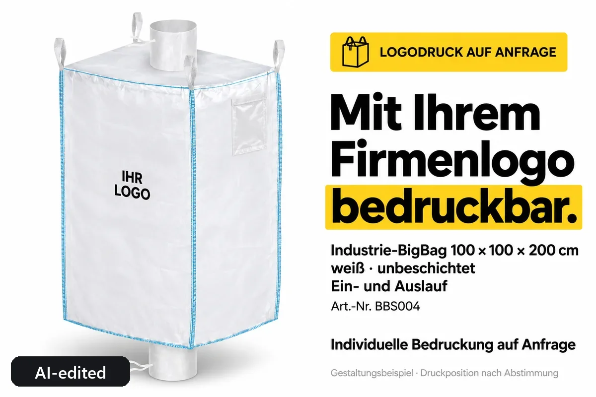 Special big bag BBS004 printed with a company logo, AI-edited design example