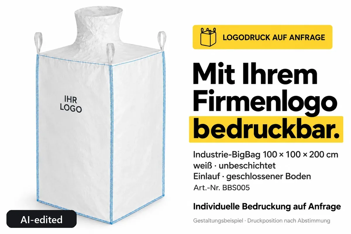 Special big bag BBS005 printed with a company logo, AI-edited design example