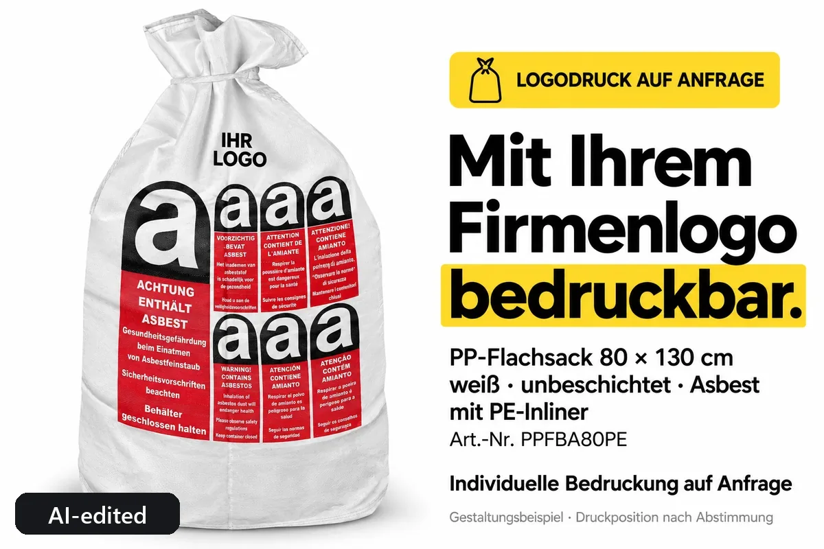 PP flat bag PPFBA80PE printed with a company logo, AI-edited design example
