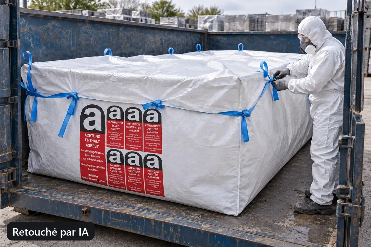 Big bag pour benne BBA620PE en utilisation, image d’utilisation retouchée par IA