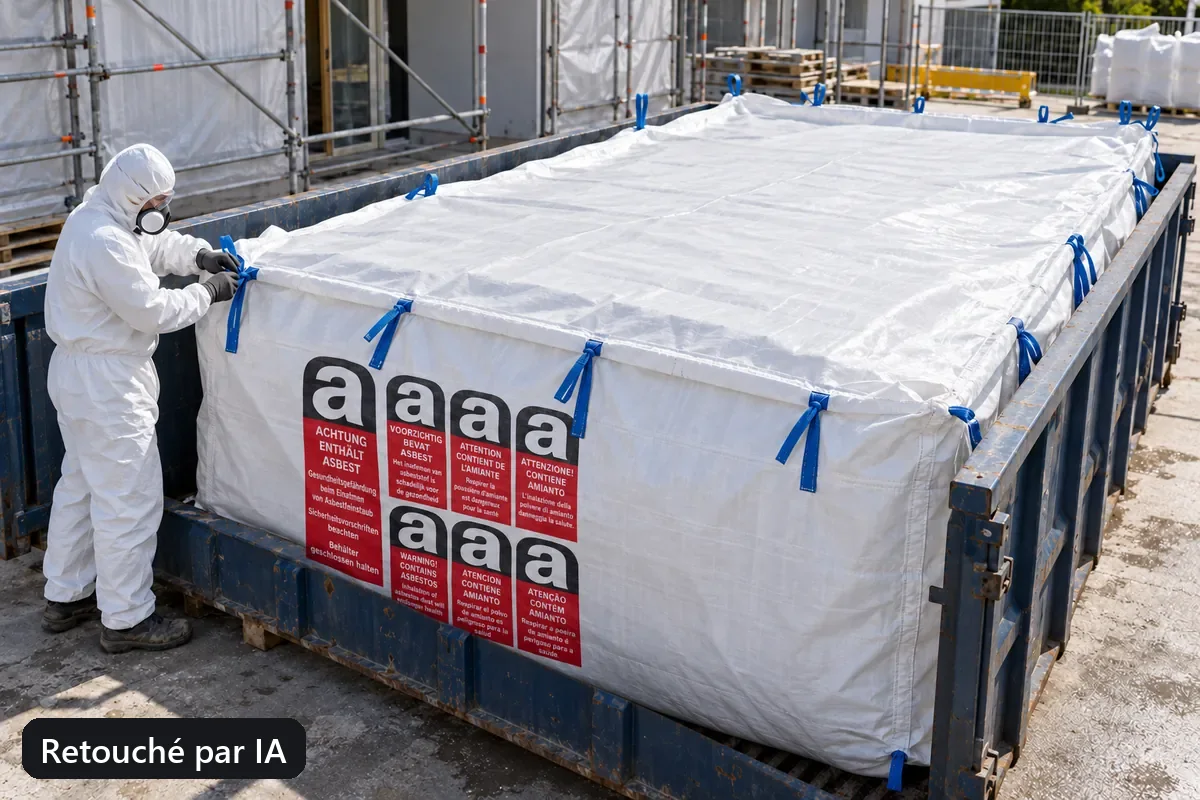 Big bag pour benne BBA650 en utilisation, image d’utilisation retouchée par IA