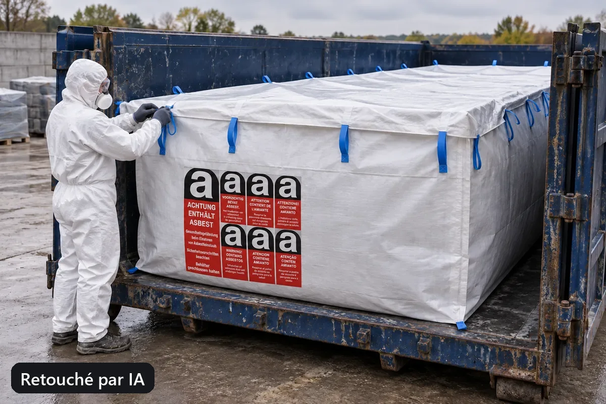 Big bag pour benne BBA700 en utilisation, image d’utilisation retouchée par IA