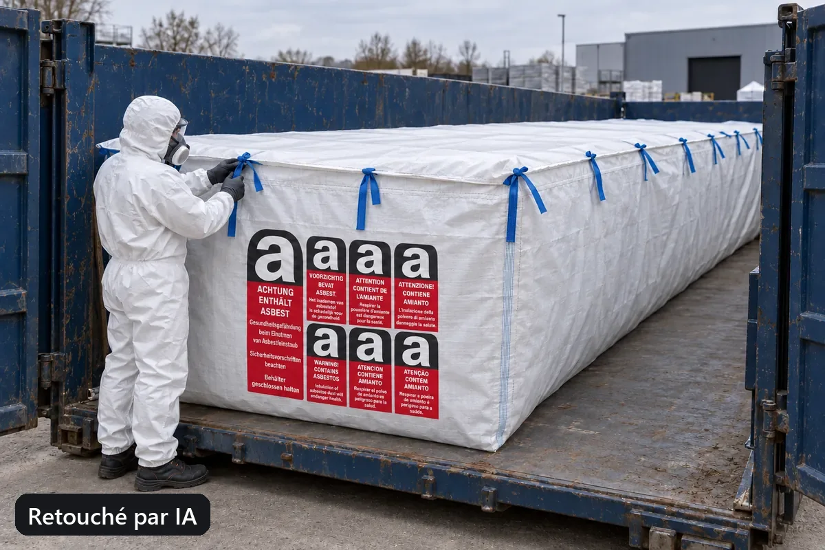 Big bag pour benne BBA750 en utilisation, image d’utilisation retouchée par IA