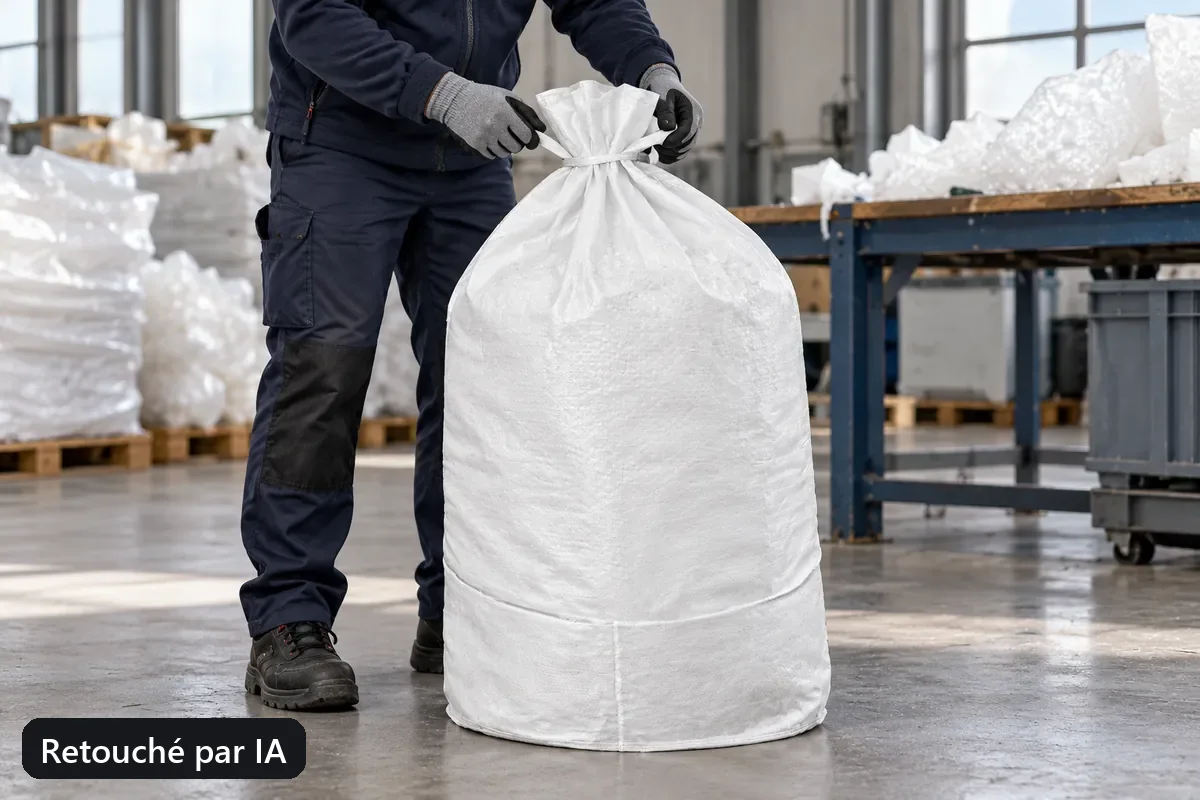 Sac plat PP PPFB80PE en utilisation, image d’utilisation retouchée par IA