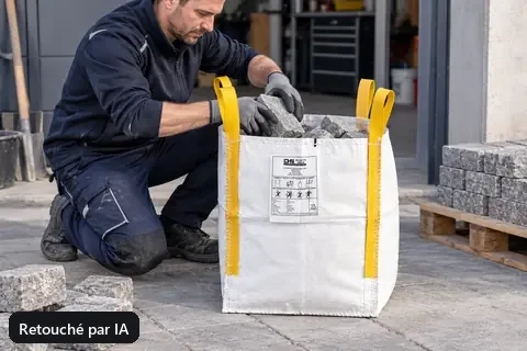 Big bag BB45T, 45 × 45 × 60 cm, en utilisation (image retouchée par IA)
