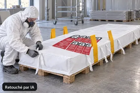Sac pour plaques BBA320, 320 × 125 × 30 cm, en utilisation (image retouchée par IA)