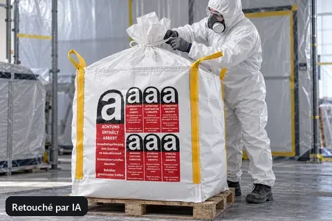 Big bag BBA90PE, 90 × 90 × 110 cm, en utilisation (image retouchée par IA)