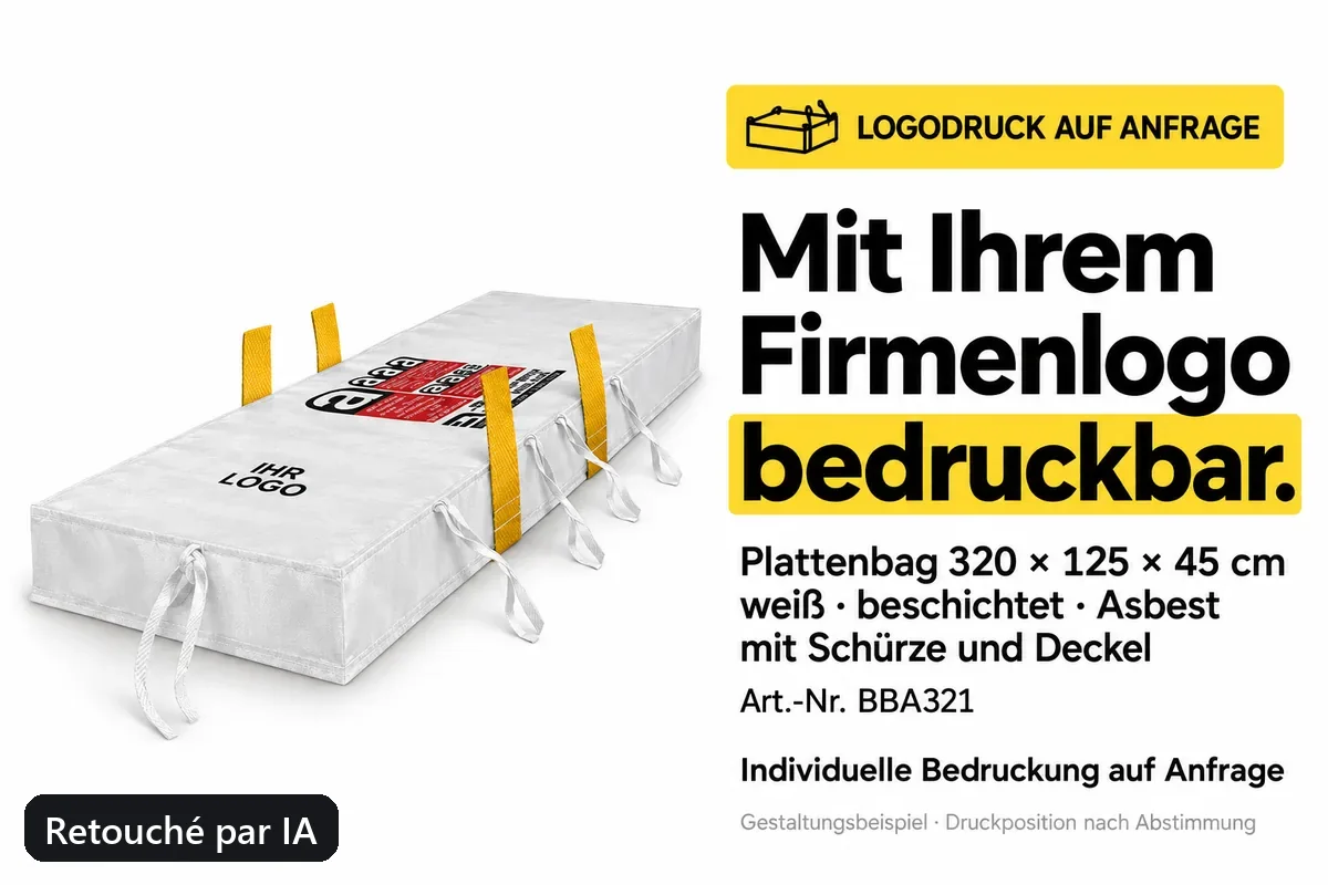 Sac pour plaques BBA321 imprimé avec un logo d’entreprise, exemple de composition retouché par IA