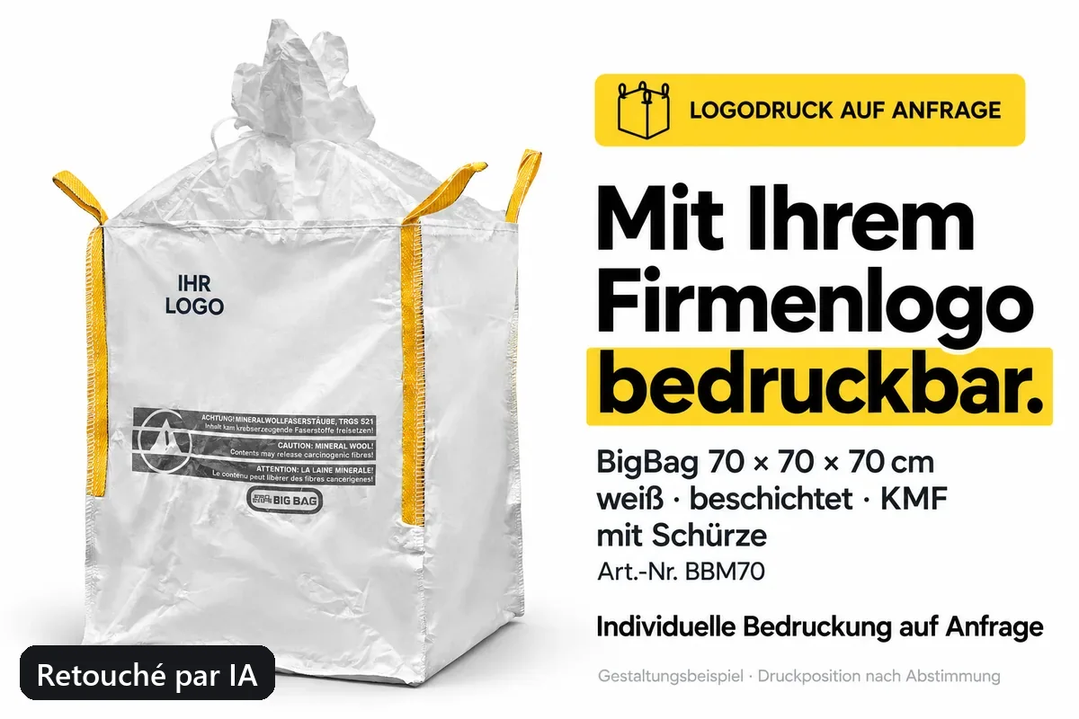 Big bag BBM70 imprimé avec un logo d’entreprise, exemple de composition retouché par IA